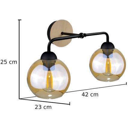 Sienas lampa MELLE WOOD 2xE27/60W/230V