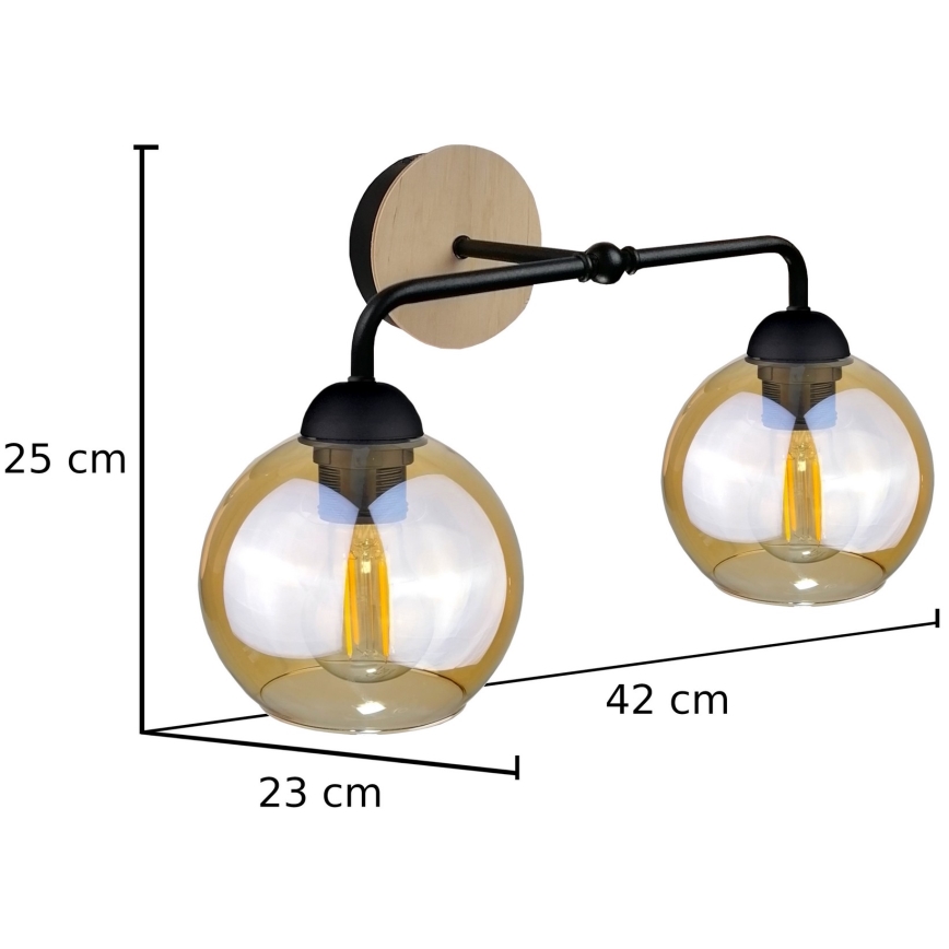 Sienas lampa MELLE WOOD 2xE27/60W/230V