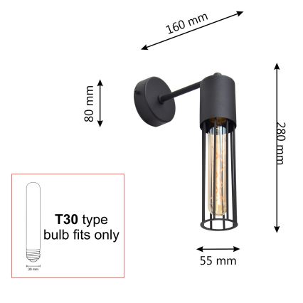 Sienas lampa MELODY 1xE27/15W/230V melna