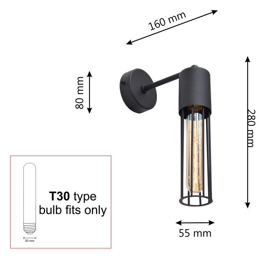 Sienas lampa MELODY 1xE27/15W/230V melna