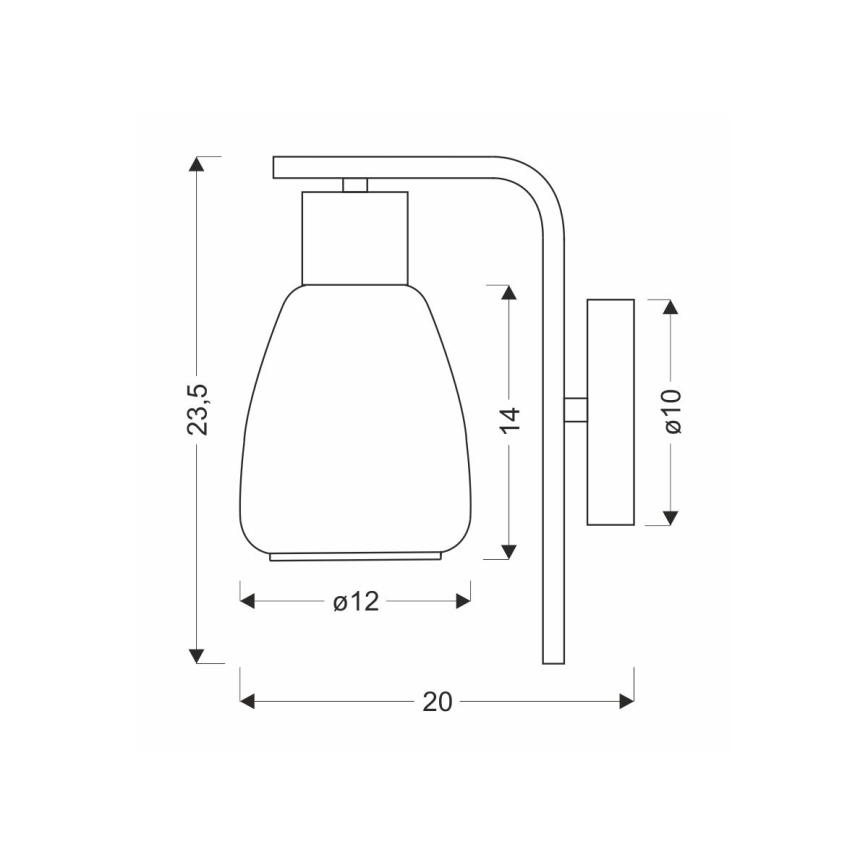 Sienas lampa MOLDO 1xE27/40W/230V melna/caurspīdīga