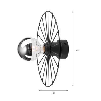 Sienas lampa MONTANA 1xE27/15W/230V d. 30 cm melna