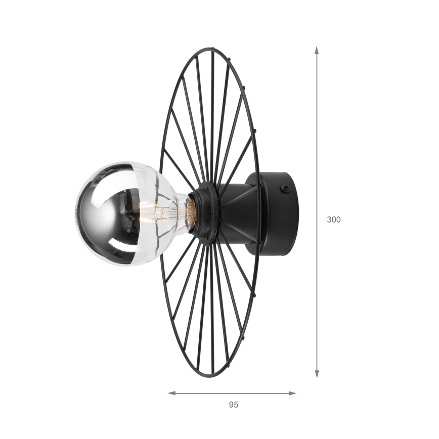 Sienas lampa MONTANA 1xE27/15W/230V d. 30 cm melna