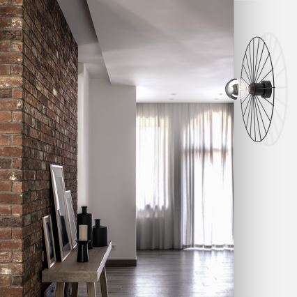 Sienas lampa MONTANA 1xE27/15W/230V d. 45 cm melna