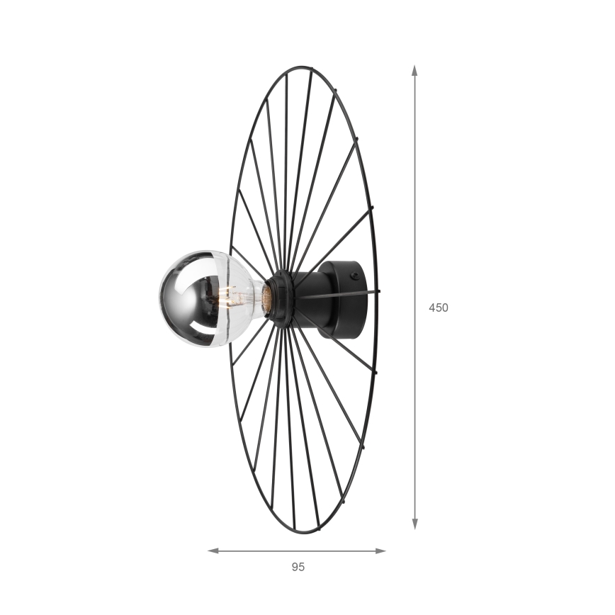 Sienas lampa MONTANA 1xE27/15W/230V d. 45 cm melna