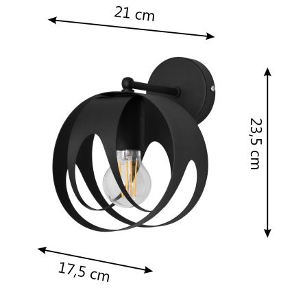 Sienas lampa MOONLIGHT 1xE27/15W/230V melna