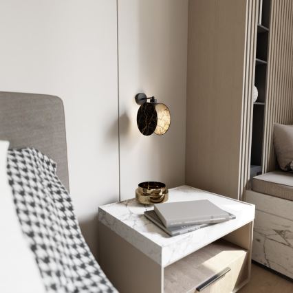 Sienas lampa MOTIF 1xE27/15W/230V melna/zelta