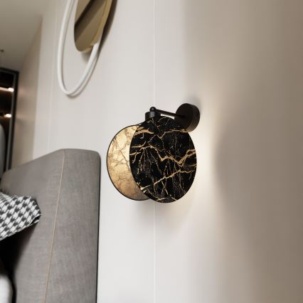 Sienas lampa MOTIF 1xE27/15W/230V melna/zelta