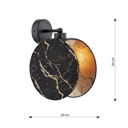 Sienas lampa MOTIF 1xE27/15W/230V melna/zelta