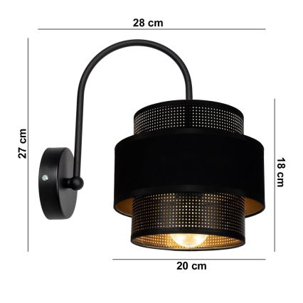 Sienas lampa NESS 1xE27/60W/230V melna