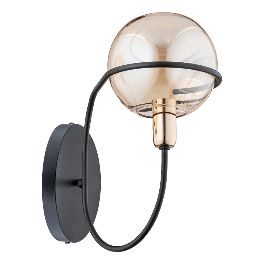 Sienas lampa PETRA 1xE14/10W/230V melna/zelta