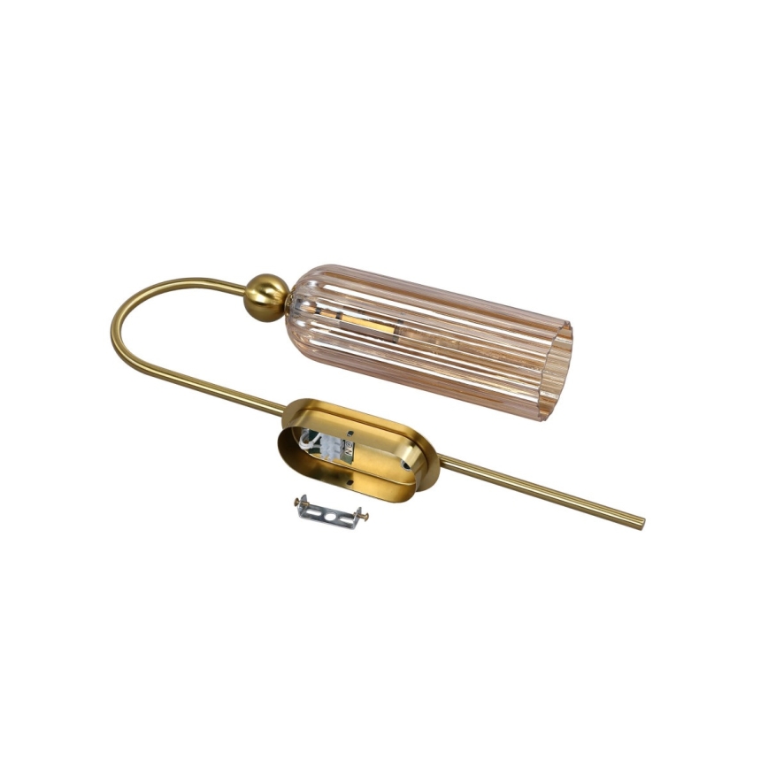 Sienas lampa PIEGA 1xE14/40W/230V, misiņa apdare / dūmakaina bēša