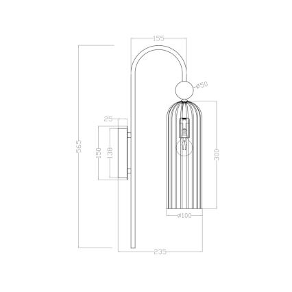 Sienas lampa PIEGA 1xE14/40W/230V, misiņa apdare / dūmakaina bēša