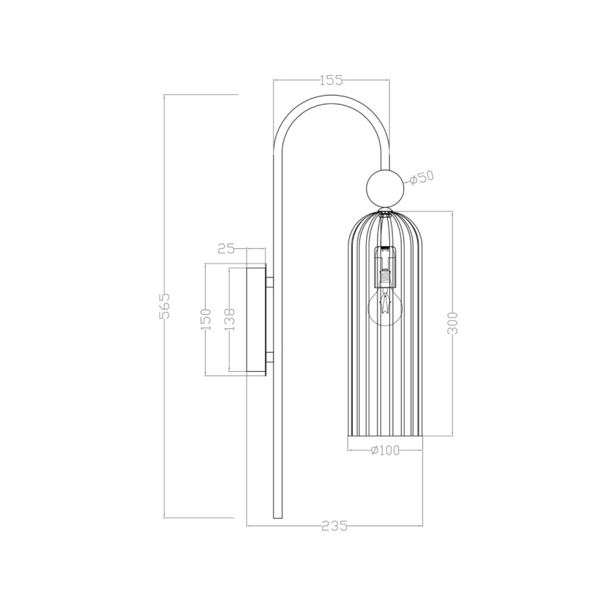 Sienas lampa PIEGA 1xE14/40W/230V, misiņa apdare / dūmakaina bēša