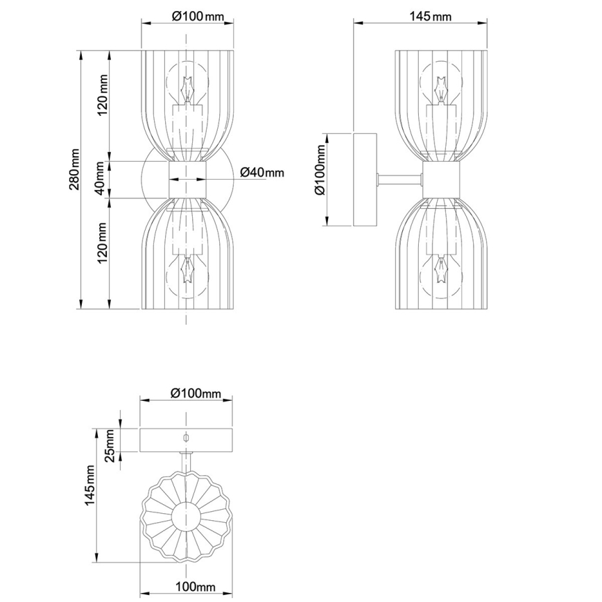 Sienas lampa PIEGA 2xE14/10W/230V misiņš/balta