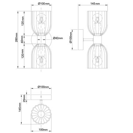 Sienas lampa PIEGA 2xE14/10W/230V misiņš/dūmakaini bēšs