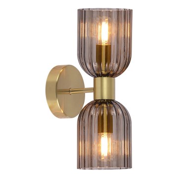 Sienas lampa PIEGA 2xE14/10W/230V misiņš/dūmota melna