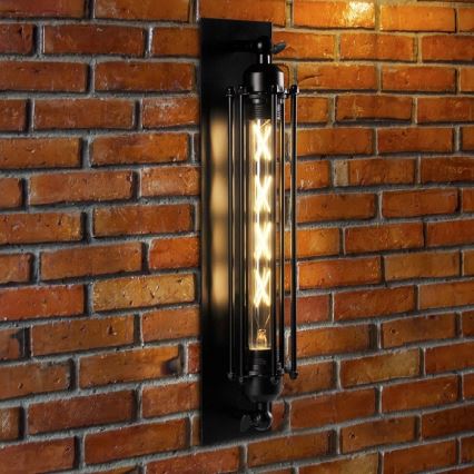 Sienas lampa RETRO 1xE27/20W/230V melna