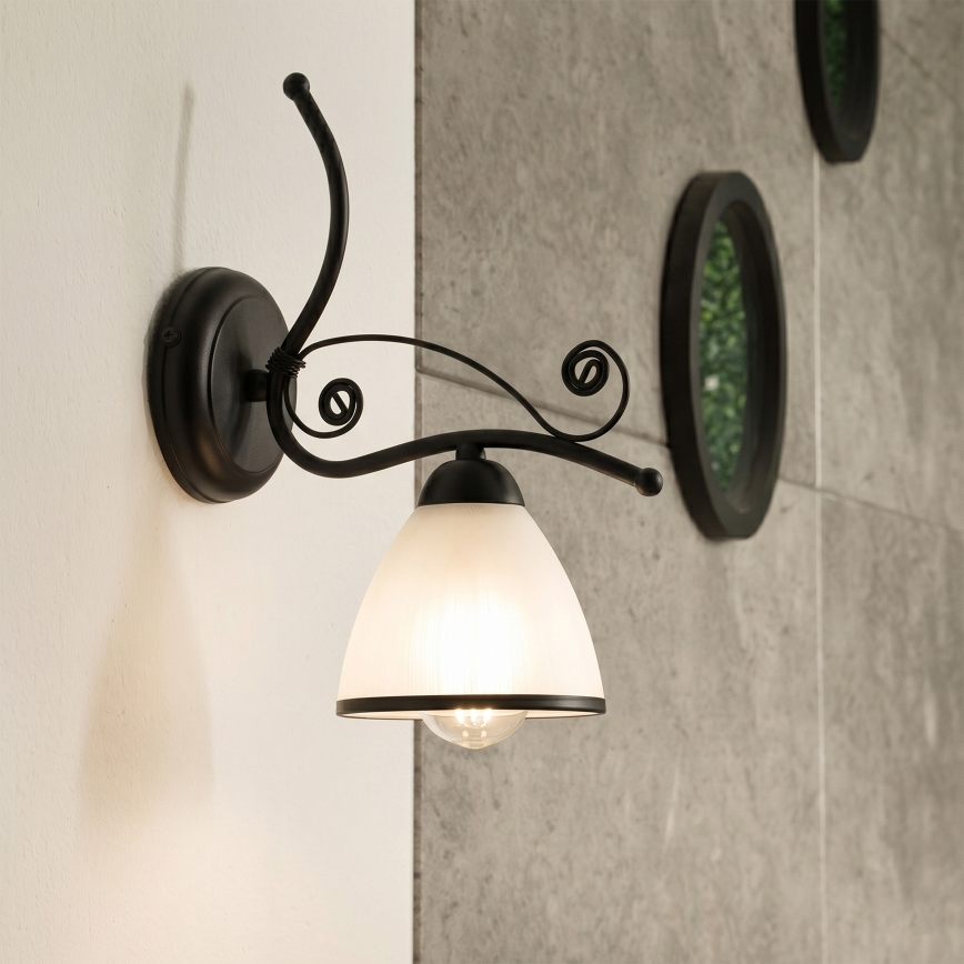 Sienas lampa RETRO 1xE27/60W/230V melna/balta