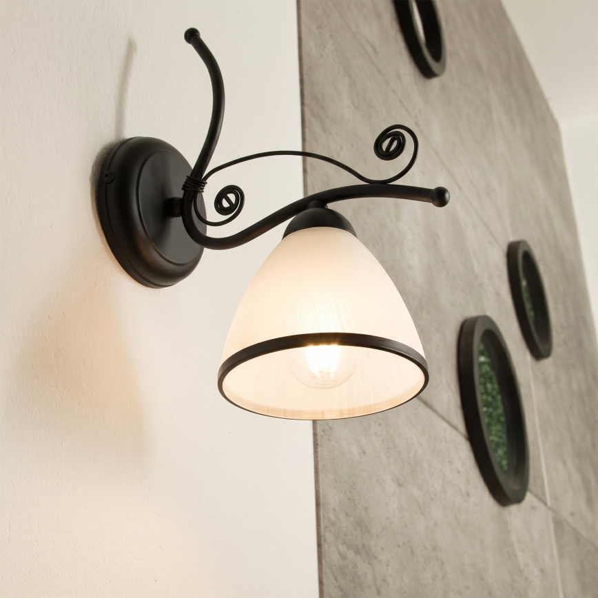 Sienas lampa RETRO 1xE27/60W/230V melna/balta