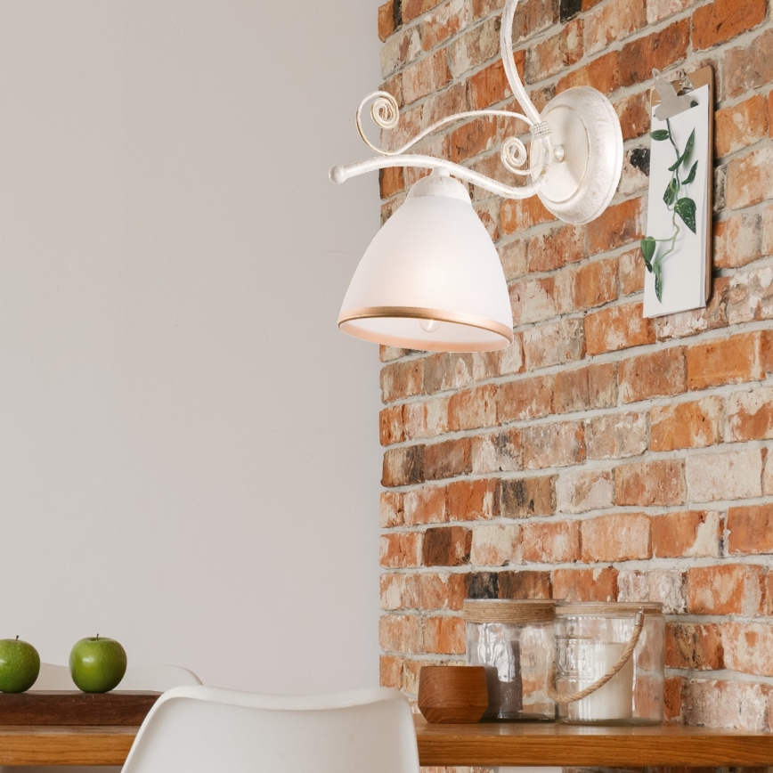 Sienas lampa RETRO II 1xE27/60W/230V balts patina