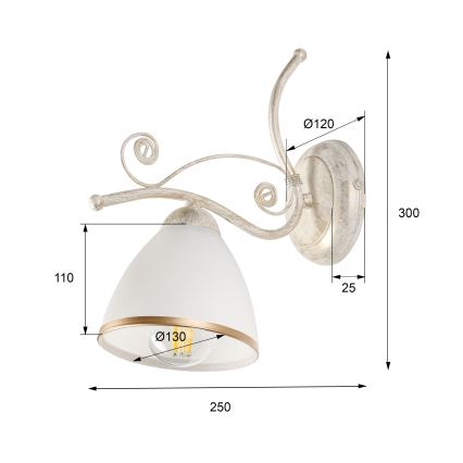 Sienas lampa RETRO II 1xE27/60W/230V balts patina