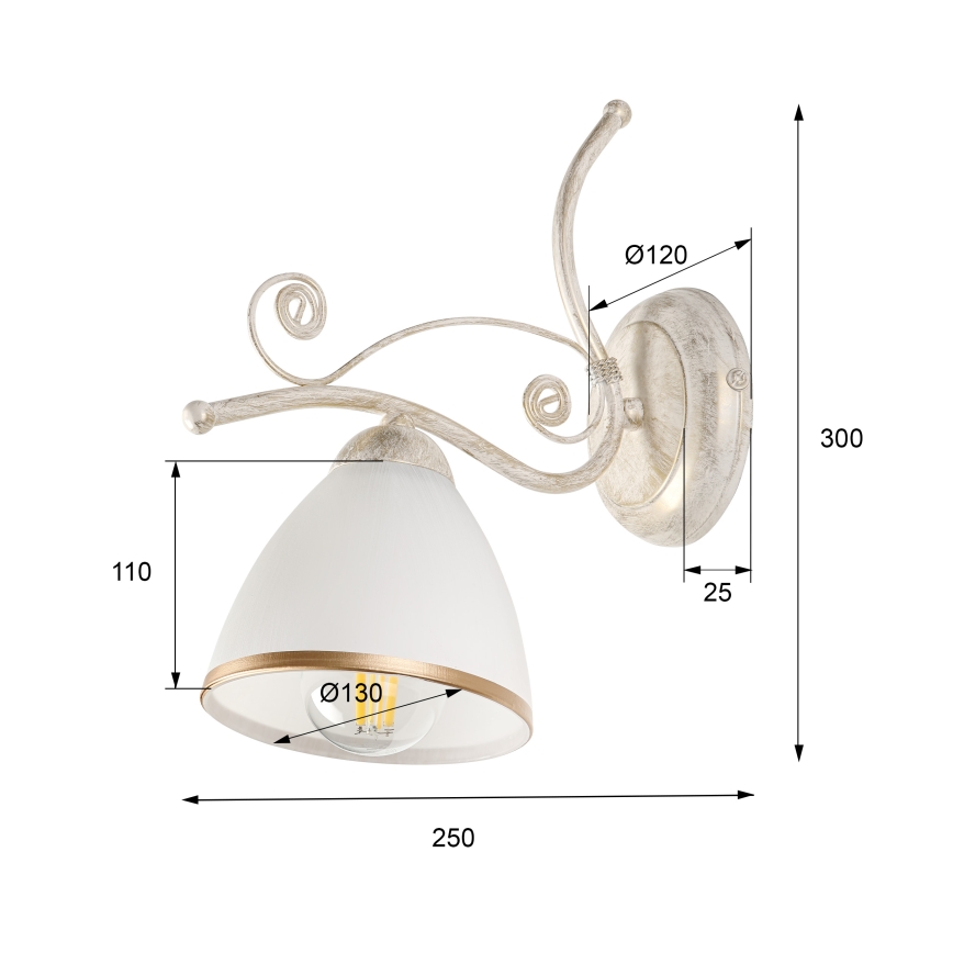 Sienas lampa RETRO II 1xE27/60W/230V balts patina