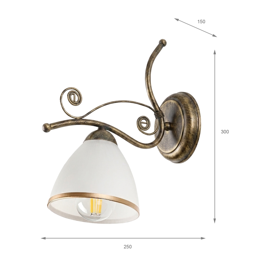 Sienas lampa RETRO II 1xE27/60W/230V zelta patina