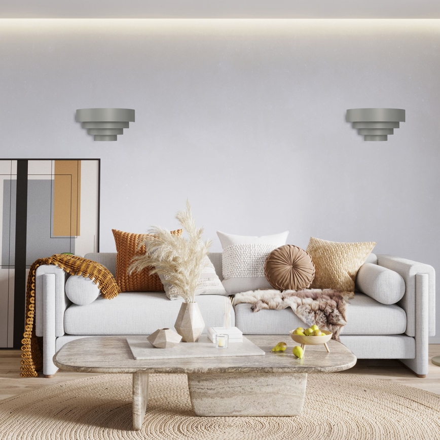 Sienas lampa RINGS 2xE27/15W/230V pelēka