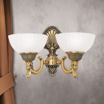 Sienas lampa ROCCA 2xE27/60W/230V bronza/balta