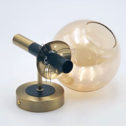 Sienas lampa ROLLO 1xE14/5W/230V zelta/dūmakains bēša