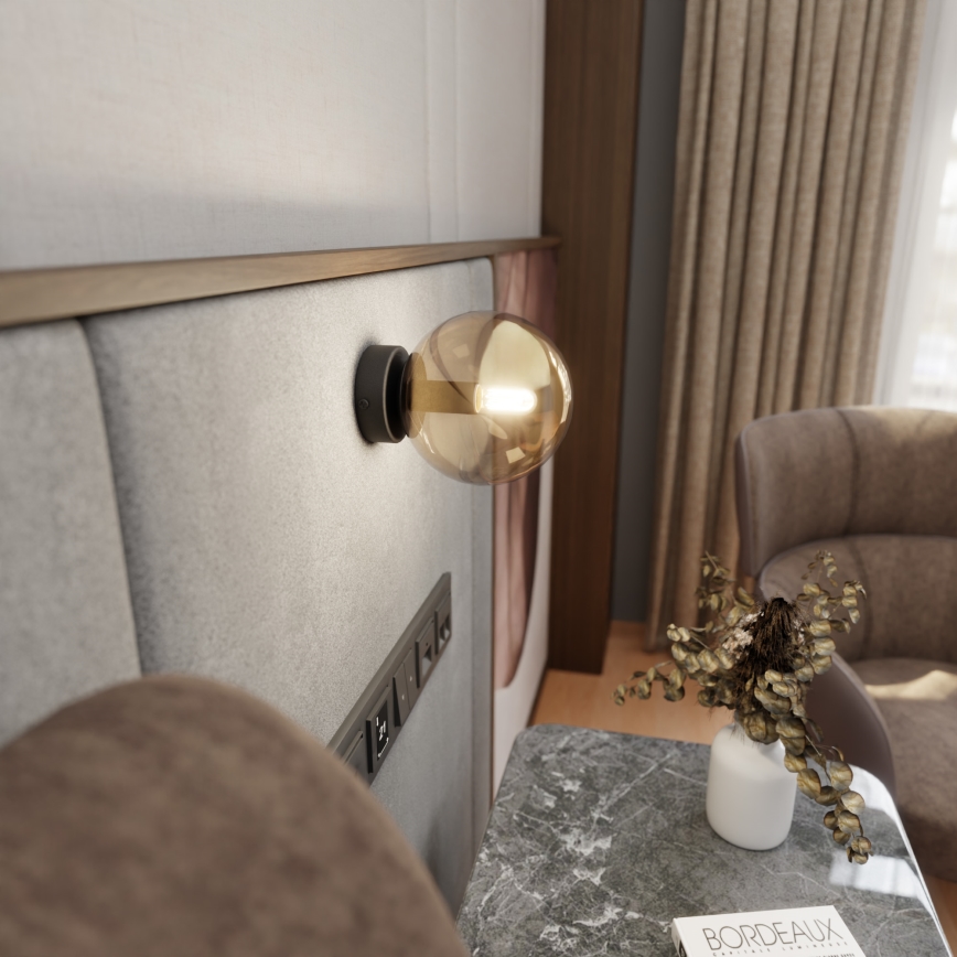 Sienas lampa ROSSI 1xE14/10W/230V melna/bēša