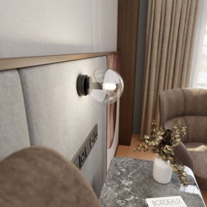 Sienas lampa ROSSI 1xE14/10W/230V melna/caurspīdīga