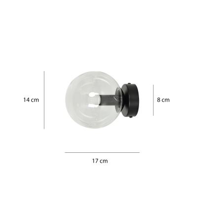 Sienas lampa ROSSI 1xE14/10W/230V melna/caurspīdīga
