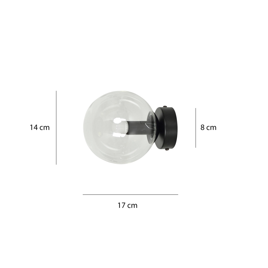 Sienas lampa ROSSI 1xE14/10W/230V melna/caurspīdīga