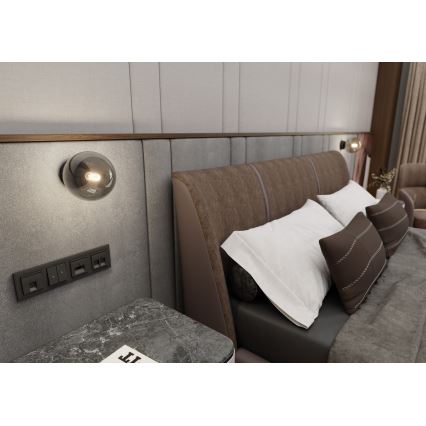 Sienas lampa ROSSI 1xE14/10W/230V melna/pelēka