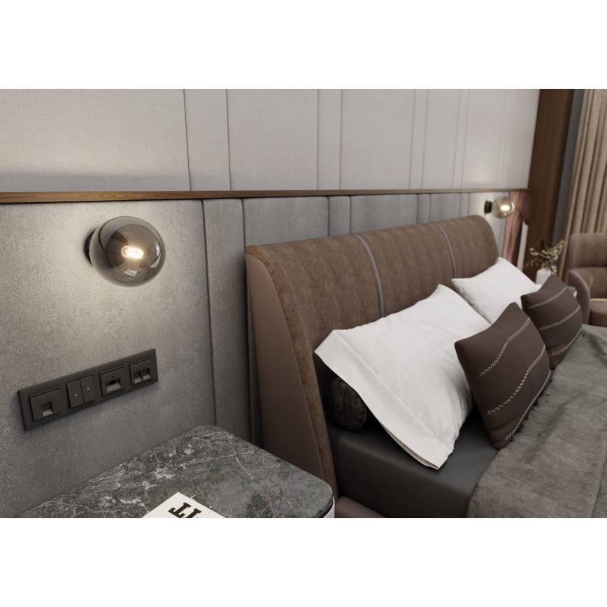 Sienas lampa ROSSI 1xE14/10W/230V melna/pelēka
