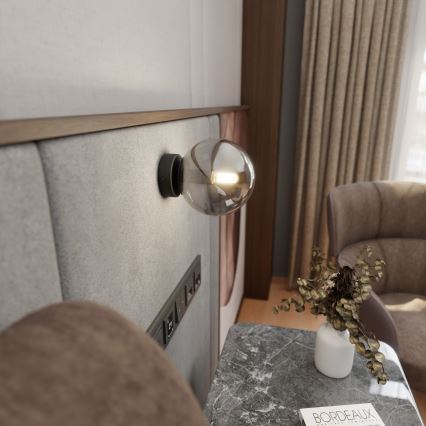 Sienas lampa ROSSI 1xE14/10W/230V melna/pelēka