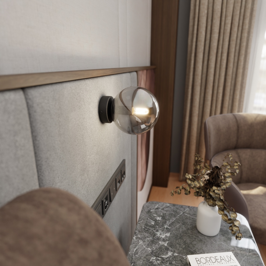 Sienas lampa ROSSI 1xE14/10W/230V melna/pelēka