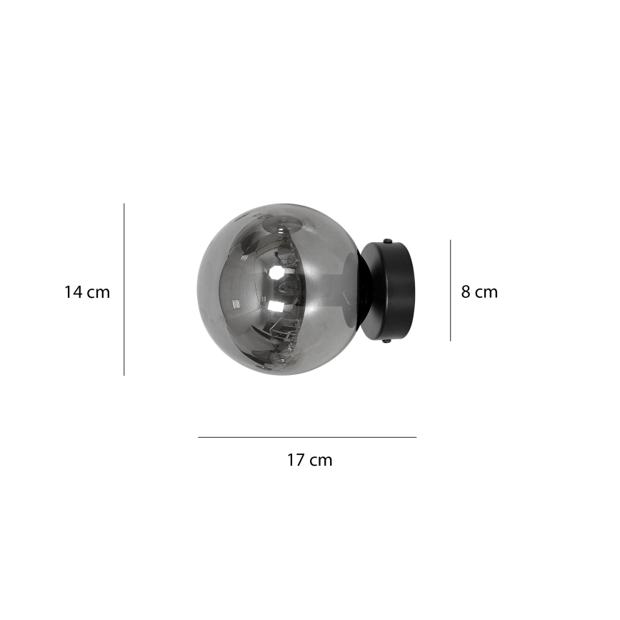 Sienas lampa ROSSI 1xE14/10W/230V melna/pelēka