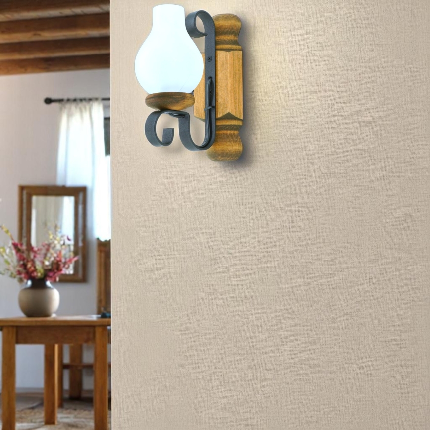 Sienas lampa RUSTIC 1xE14/40W/230V dižskābardis - FSC sertificēts