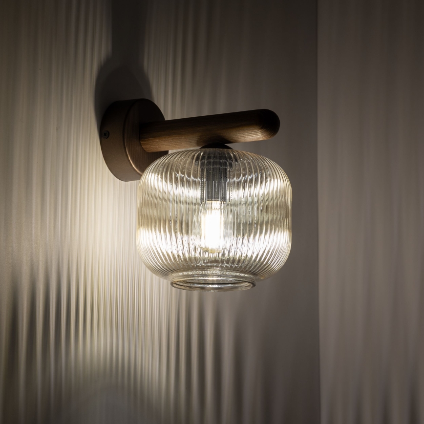 Sienas lampa SALVIA 1xE14/10W/230V brūna/dūmainā brūna