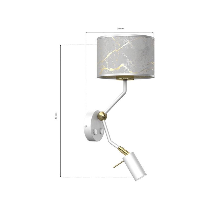 Sienas lampa SENSO 1xE27/40W/230V + 1xGU10/MR11/7W balta