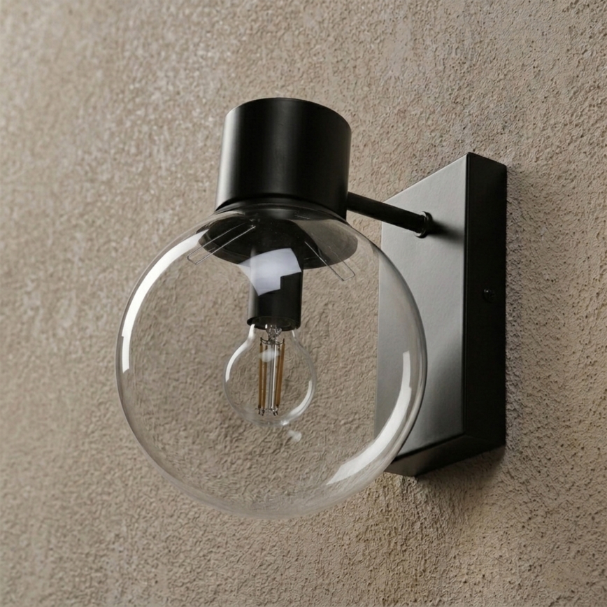 Sienas lampa SFERIO 1xE14/5W/230V melna/caurspīdīga