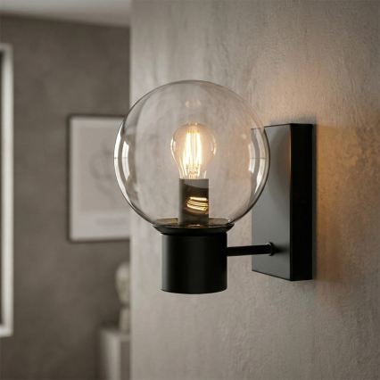 Sienas lampa SFERIO 1xE14/5W/230V melna/caurspīdīga