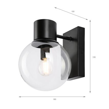 Sienas lampa SFERIO 1xE14/5W/230V melna/caurspīdīga