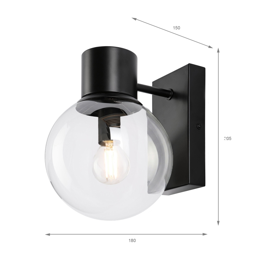 Sienas lampa SFERIO 1xE14/5W/230V melna/caurspīdīga