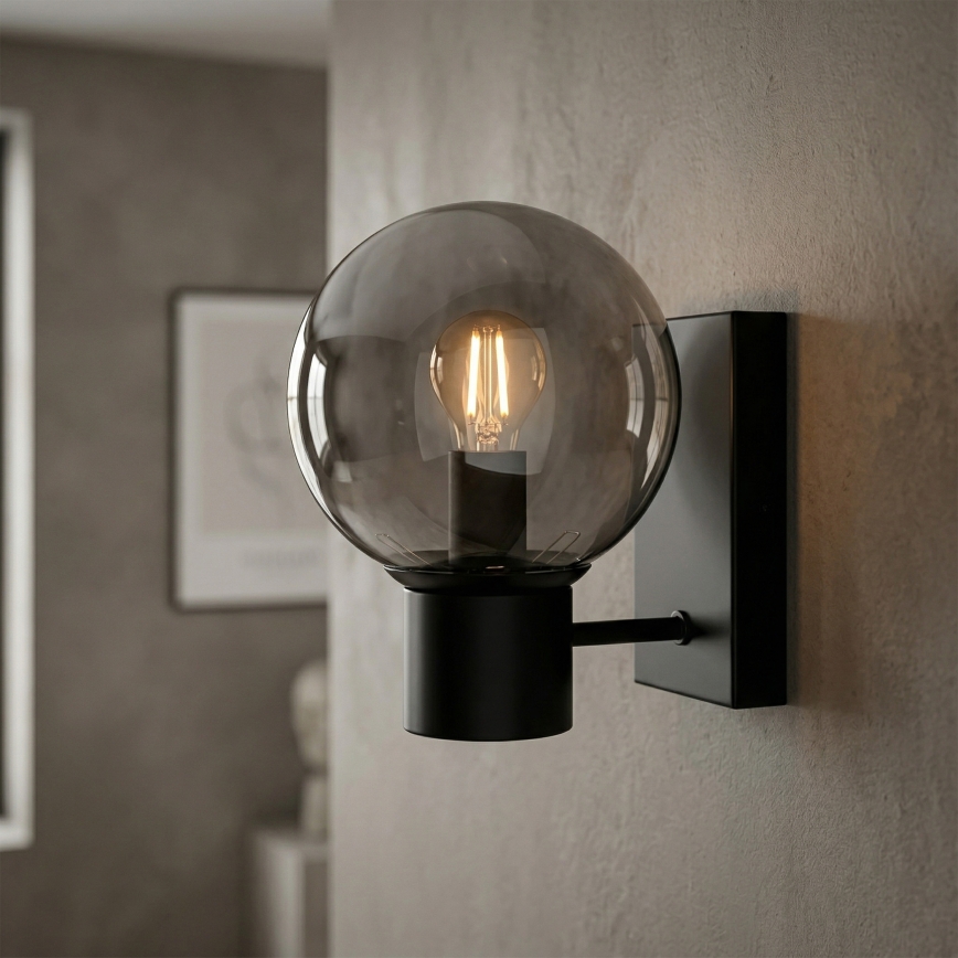 Sienas lampa SFERIO 1xE14/5W/230V melna/dūmakaina melna