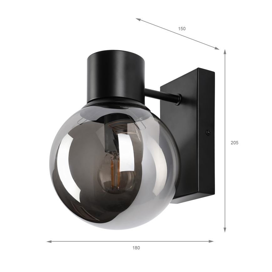 Sienas lampa SFERIO 1xE14/5W/230V melna/dūmakaina melna