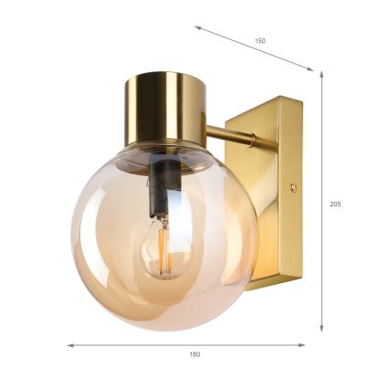 Sienas lampa SFERIO 1xE14/5W/230V misiņš/dūmaina bēša